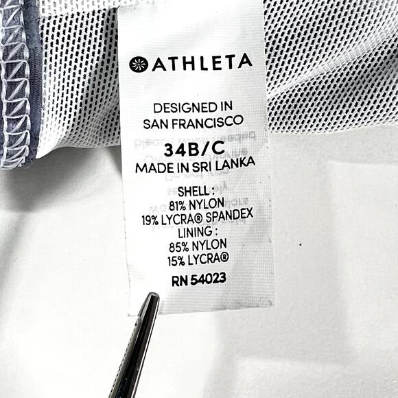 Athleta Tie Dye Bikini Lycra UPF 50+ Adjustable Underwire Blue White 34 B C - Picture 8 of 10